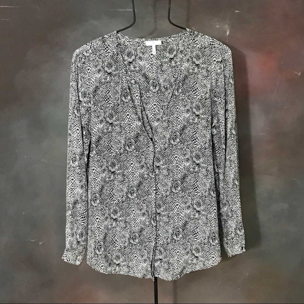 Joie Snakeskin Printed Silk Top Python Blouse - image 1